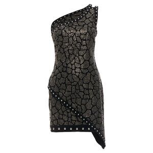 Balmain Olivier Rousteing silver studded bead embellished velvet dress